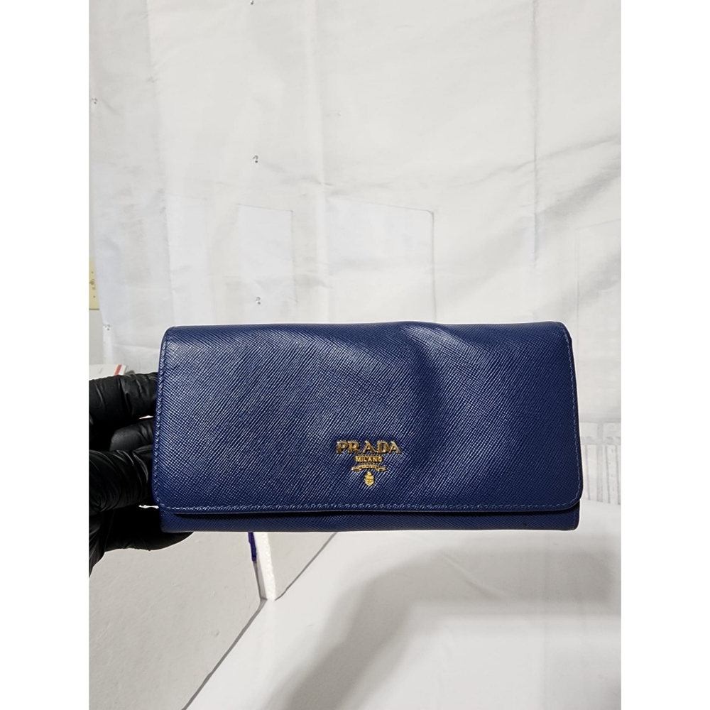 Prada Saffiano Leather Continental Wallet Blue - Picture 6 of 13